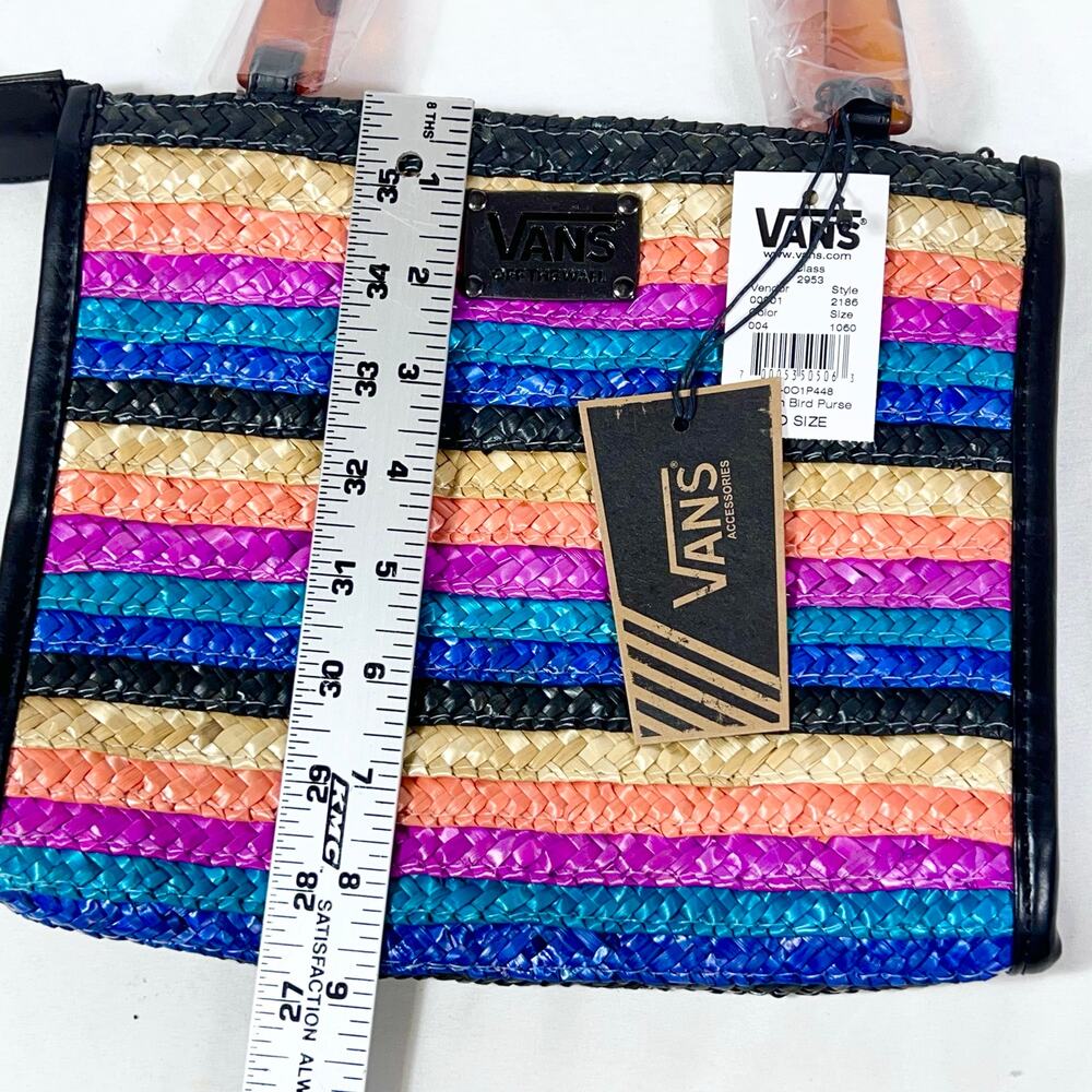 Vans Beach Bird Purse Multi-Colored Straw Purse With Tortoise Resin Handles New - Picture 8 of 10